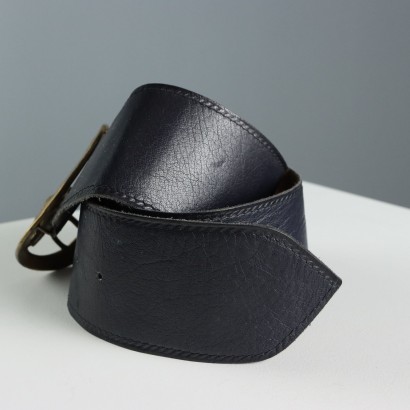 Cintura Vintage in Pelle Blu