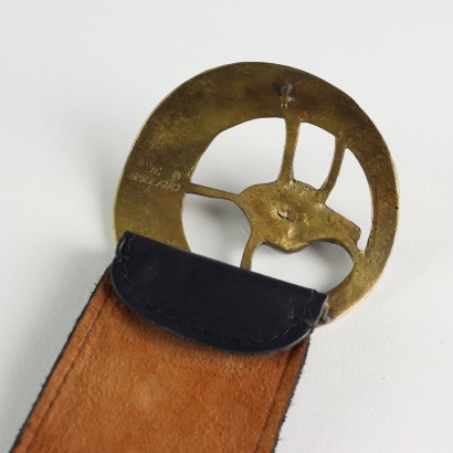 Cintura Vintage in Pelle Blu