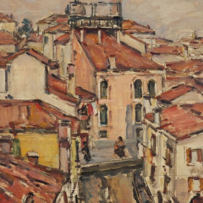 Dipinto di Rino Villa,Canale veneziano dall' alto,Rino Villa,Rino Villa,Rino Villa,Rino Villa,Rino Villa,Rino Villa