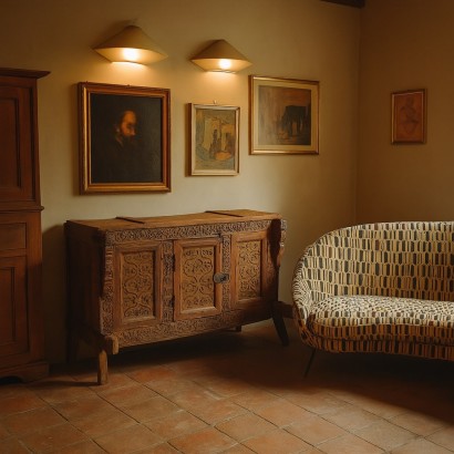 BUFFET, Buffet en bois exotique sculpté