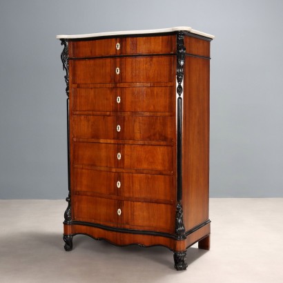 Louis Philippe weekly chest of drawers veneered in walnut
