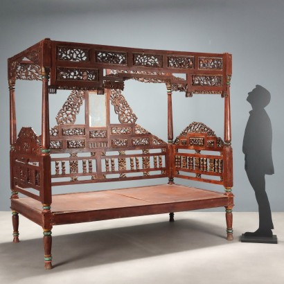 LETTO a BALDACCHINO,Letto a Baldacchino in Legno Esotico