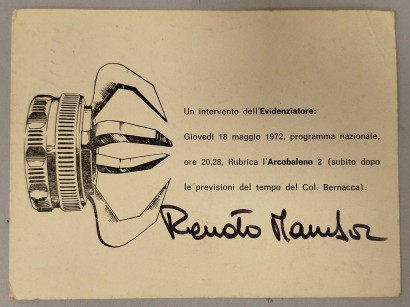 Cartolina con firma autografa di Renato Mambor