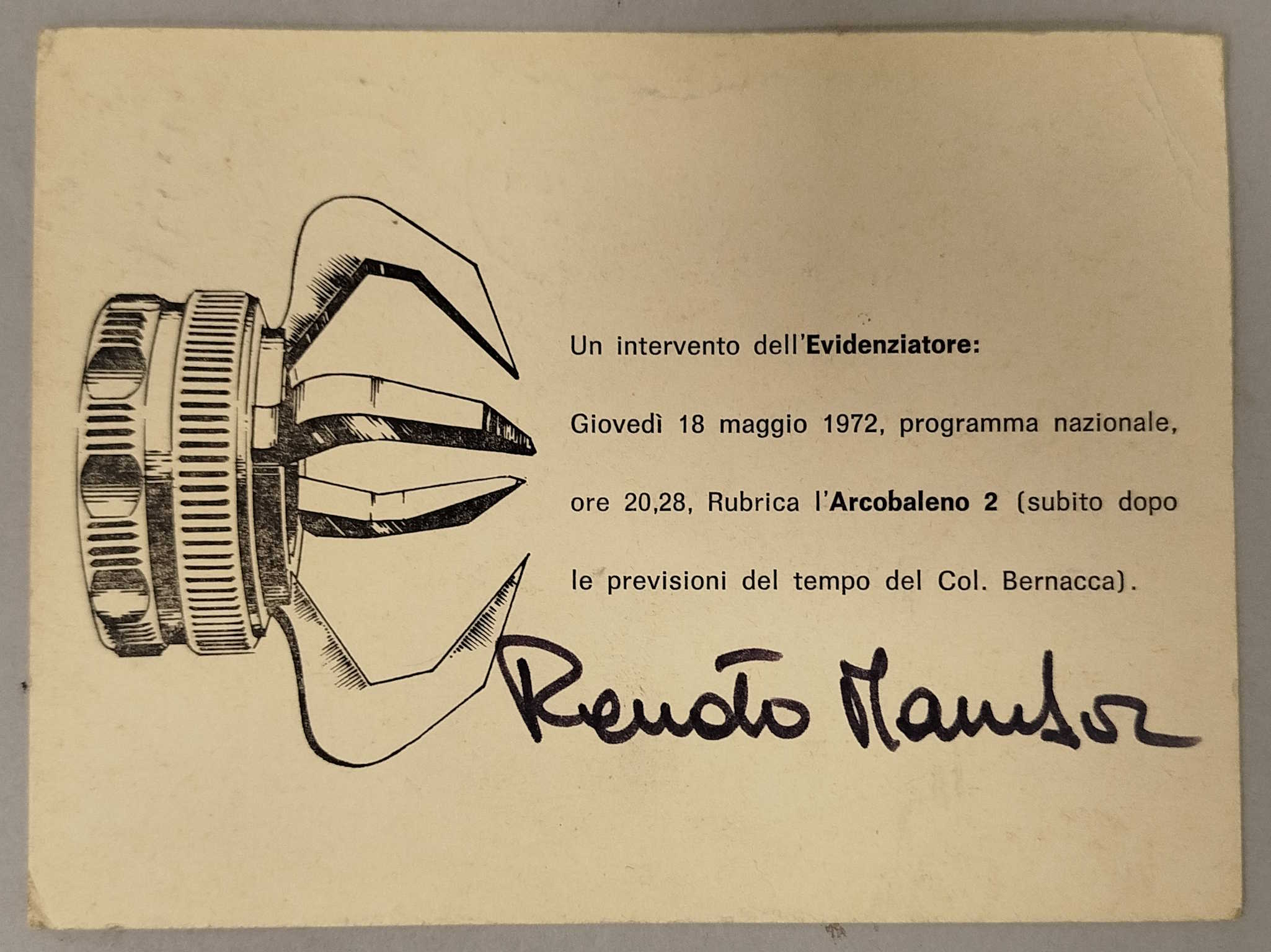 Handsignierte Unterschrift von Renato Mambor, Postkarte mit handsignierter Unterschrift von Renato%, Postkarte mit handsignierter Unterschrift von Renato%, Postkarte mit handsignierter Unterschrift von Renato%