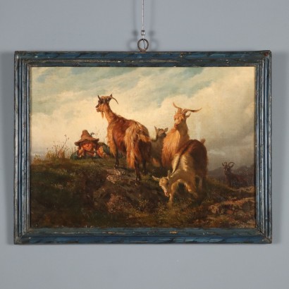 Antikes Gemälde Signiert Filippo Palizzi Der Junge Ziegenhirte 1852