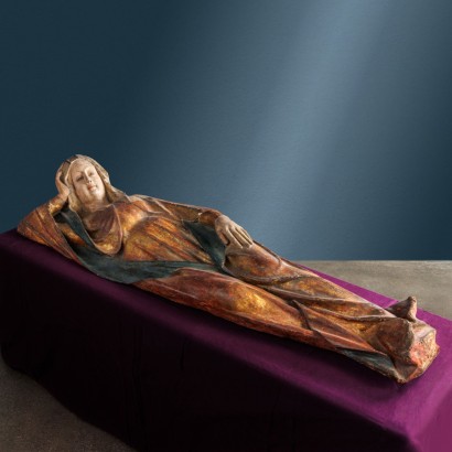 Antique Sculpture Religious Subject Coloured Wood Italy XV Century