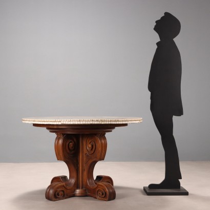 TABLE AVEC PLATEAU EN MOSAÏQUE, Table ronde avec plateau en mosaïque