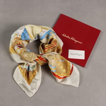 Ferragamo White Vela Scarf
