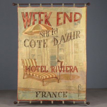 Antike Wandteppich Hotel Riviera Côte d'Azur Druck des XIX Jhs