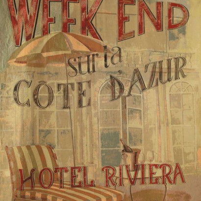 Tapisserie de la fin du XIXe siècle, Tapisserie avec une publicité pour la Côte d'Azur, Publicité pour la Côte d'Azur