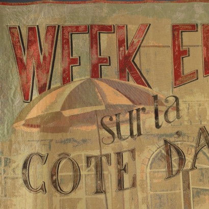 Tapisserie de la fin du XIXe siècle, Tapisserie avec une publicité pour la Côte d'Azur, Publicité pour la Côte d'Azur