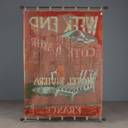 Tapisserie de la fin du XIXe siècle, Tapisserie avec une publicité pour la Côte d'Azur, Publicité pour la Côte d'Azur