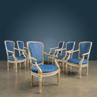 Fauteuils Baroques Anciens Noyer Laqué du XVIIIe Siècle