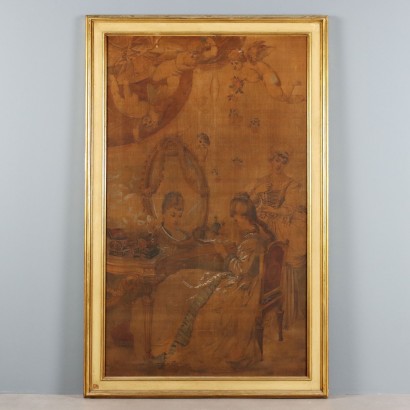 Peinture de jus d'herbe avec scène de genre