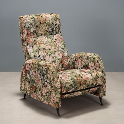 Vintage Reclining Armchair Fabric Metal Design 1960s