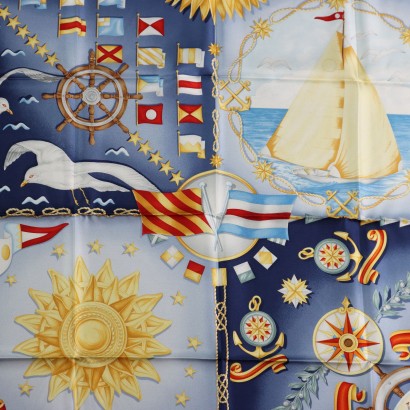 Ferragamo Blue Sail Scarf