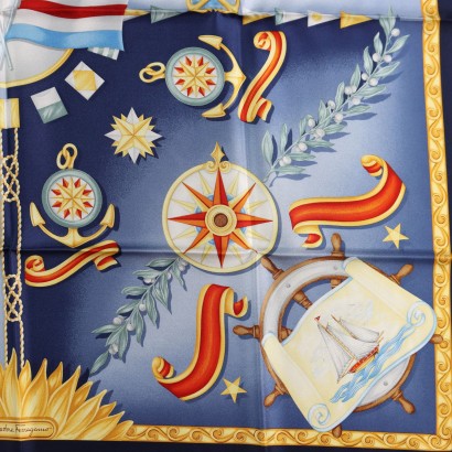 Ferragamo Blue Sail Scarf