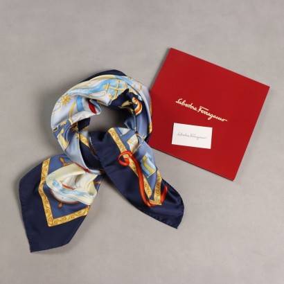 Ferragamo Blue Sail Scarf