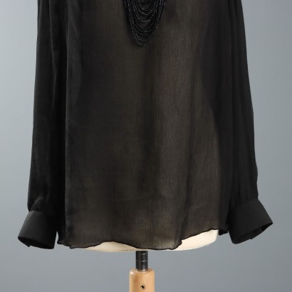 Vintage Silk Blouse with Embroidery