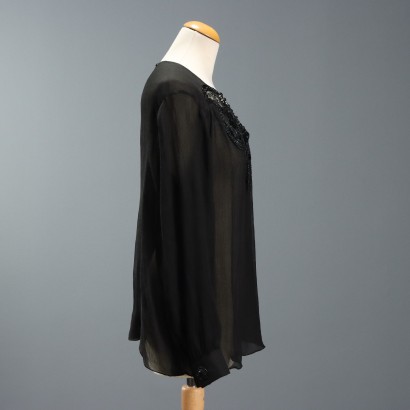 Vintage Silk Blouse with Embroidery
