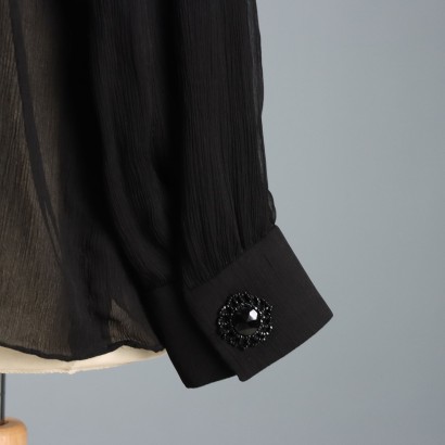 Vintage Silk Blouse with Embroidery