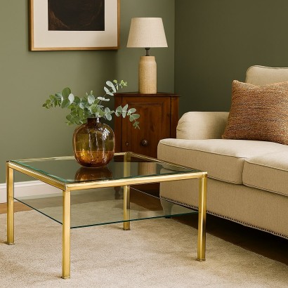 1980s Brass and Glass Coffee Table, 1980s Brass and Glass Coffee Table, 1980s Brass and Glass Coffee Table
