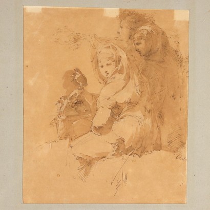 Signed work on paper, Drawing by Giuseppe Bernardino Bison, Composition with figures, Giuseppe Bernardino Bison, Giuseppe Bernardino Bison, Giuseppe Bernardino Bison, Giuseppe Bernardino Bison