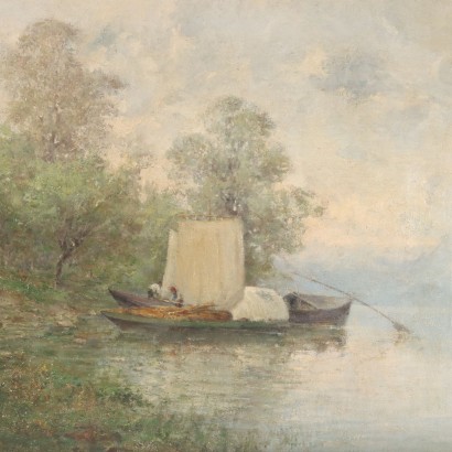 Dipinto di Ronaldo Casalini Baldelli,Paesaggio con barche,Robaldo Casalini Baldelli,Robaldo Casalini Baldelli,Robaldo Casalini Baldelli,Robaldo Casalini Baldelli