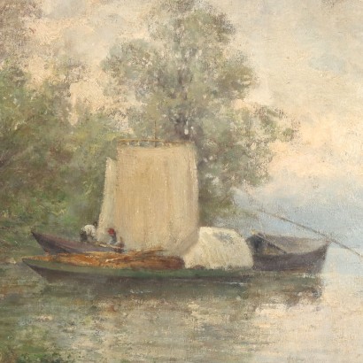 Dipinto di Ronaldo Casalini Baldelli,Paesaggio con barche,Robaldo Casalini Baldelli,Robaldo Casalini Baldelli,Robaldo Casalini Baldelli,Robaldo Casalini Baldelli