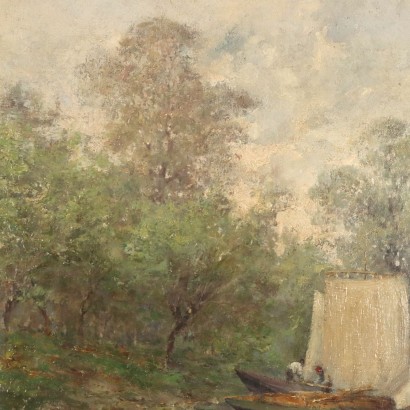 Dipinto di Ronaldo Casalini Baldelli,Paesaggio con barche,Robaldo Casalini Baldelli,Robaldo Casalini Baldelli,Robaldo Casalini Baldelli,Robaldo Casalini Baldelli