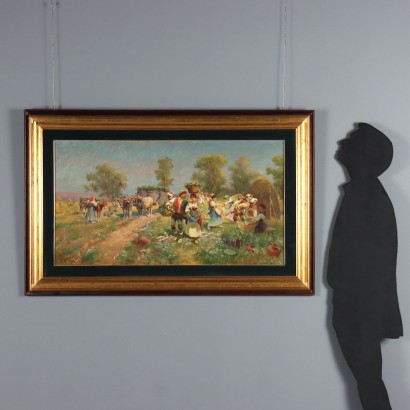 Dipinto di Pietro Barucci ,Scena campestre con figure,Pietro Barucci,Pietro Barucci,Pietro Barucci,Pietro Barucci