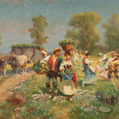 Dipinto di Pietro Barucci ,Scena campestre con figure,Pietro Barucci,Pietro Barucci,Pietro Barucci,Pietro Barucci