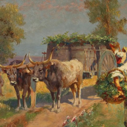 Dipinto di Pietro Barucci ,Scena campestre con figure,Pietro Barucci,Pietro Barucci,Pietro Barucci,Pietro Barucci