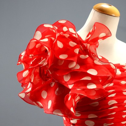 Vestido vintage de lunares rojos y blancos