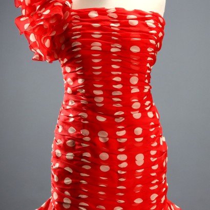 Vestido vintage de lunares rojos y blancos