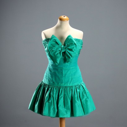Vestido vintage verde con lazos