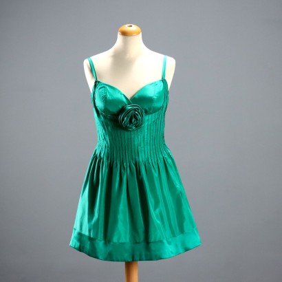 Vintage Dress Emerald Green Silk UK Size 10/12 Italy 1980s-1990s