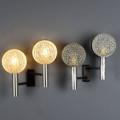 Vintage Wall Lamps Design Aluminium Metal Glass 1960s