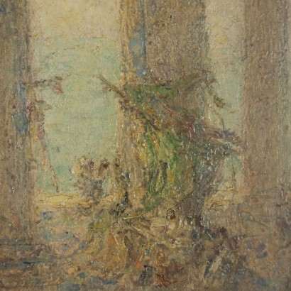 Painting by Gregorio Mariani, Portico with Figures, Gregorio Mariani, Gregorio Mariani, Gregorio Mariani