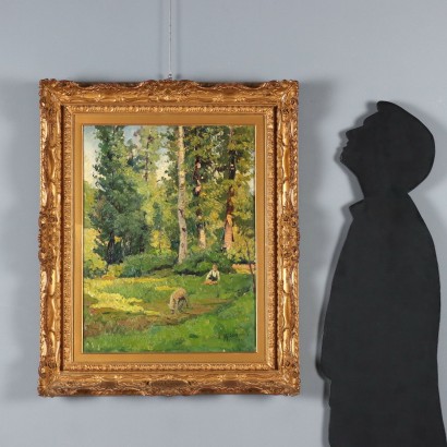 Peinture de Luigi Comolli, Paysage avec personnages, Luigi Comolli, Luigi Comolli