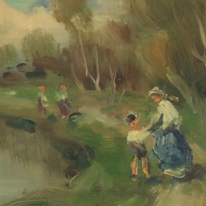 Dipinto di Ivan Karpoff,Paesaggio fluviale con figure,Ivan Karpoff,Ivan Karpoff,Ivan Karpoff