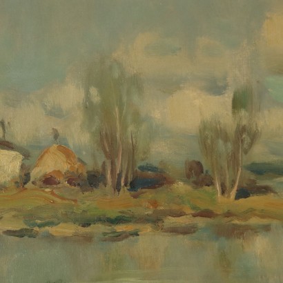 Dipinto di Ivan Karpoff,Paesaggio fluviale con figure,Ivan Karpoff,Ivan Karpoff,Ivan Karpoff