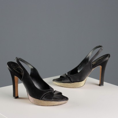 Rene Caovilla Sandals with Beads Leather Silk UK Size 6 Second Hand