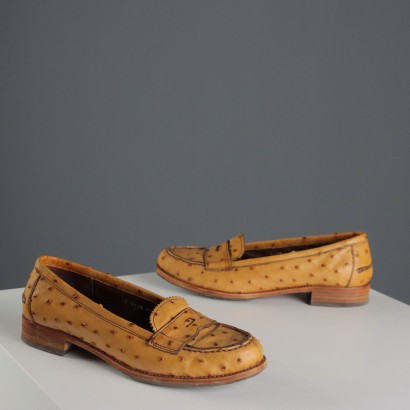 Prada Mocassins Ostrich Leather UK Size 7 Italy 1990s