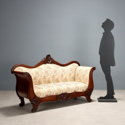 19th century walnut sofa, Louis Philippe walnut sofa