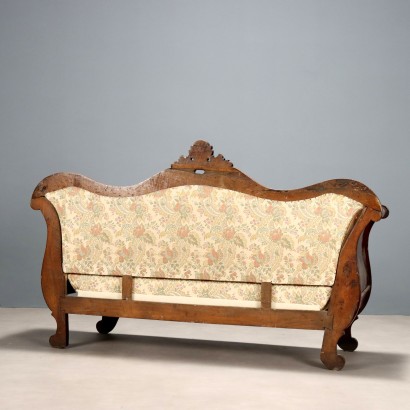 19th century walnut sofa, Louis Philippe walnut sofa