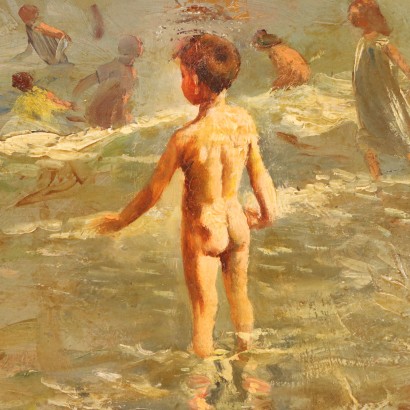 Gefälschtes signiertes Gemälde, Kind am Strand