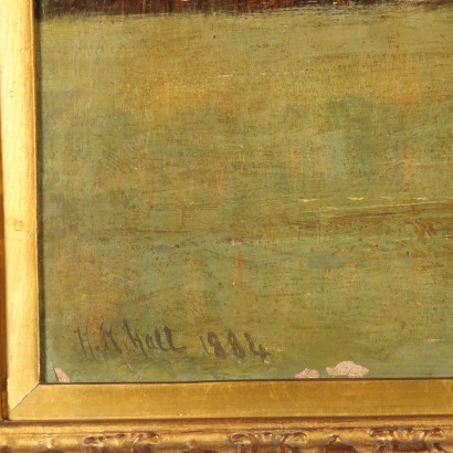 Dipinto di Henry Robinson Hall,Paesaggio con edifici,Henry Robinson Hall,Henry Robinson Hall,Henry Robinson Hall,Born in 1859 Henry Robinson Hall was an English landscape painter, known especially for his Scottish landscapes featuring characteristic herds of cattle, created both in oil and watercolor.