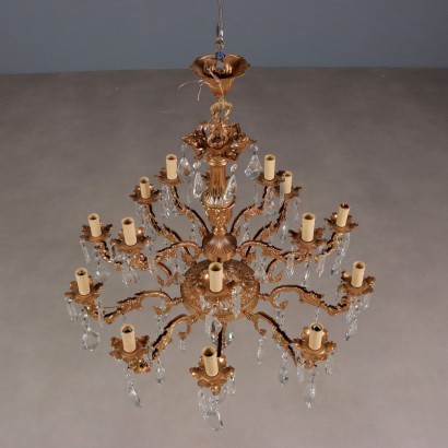 Lampadario in Bronzo e Cristallo,Lampadario in Stile Rococò