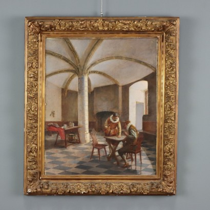 Dipinto Scena con Giocatori di Dadi